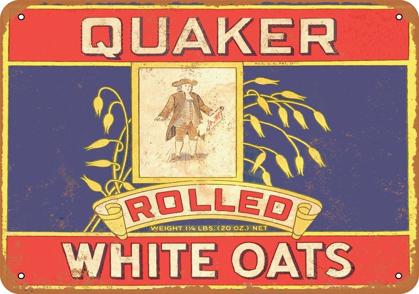 Metal Sign - 1911 Quaker Rolled White Oats - Vintage Look Reproduction