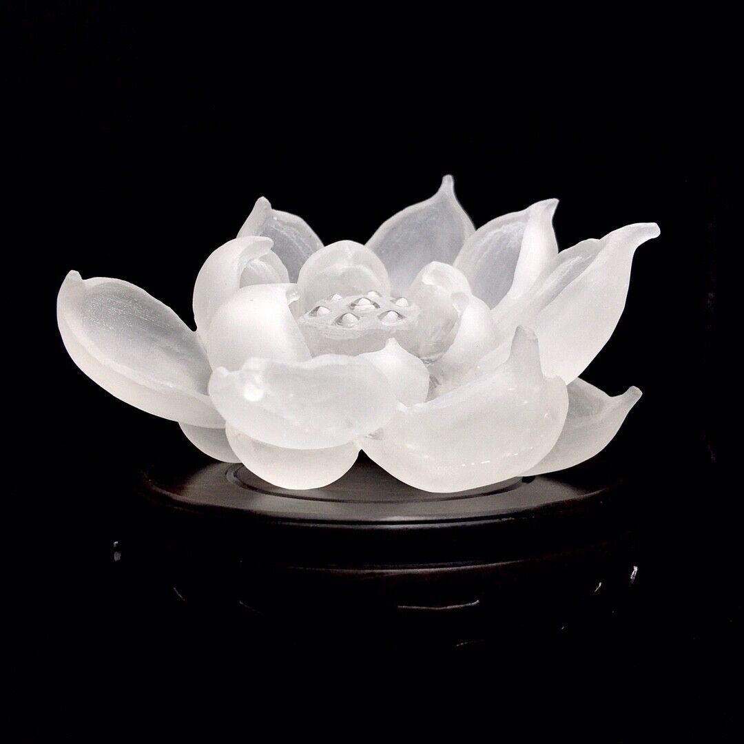 0.76lb Natural clear Quartz lotus Crystal Energy  Reiki Healing Gem Decor