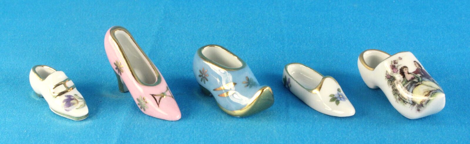 Five Tiny Limoges Porcelain Shoes - Group 1
