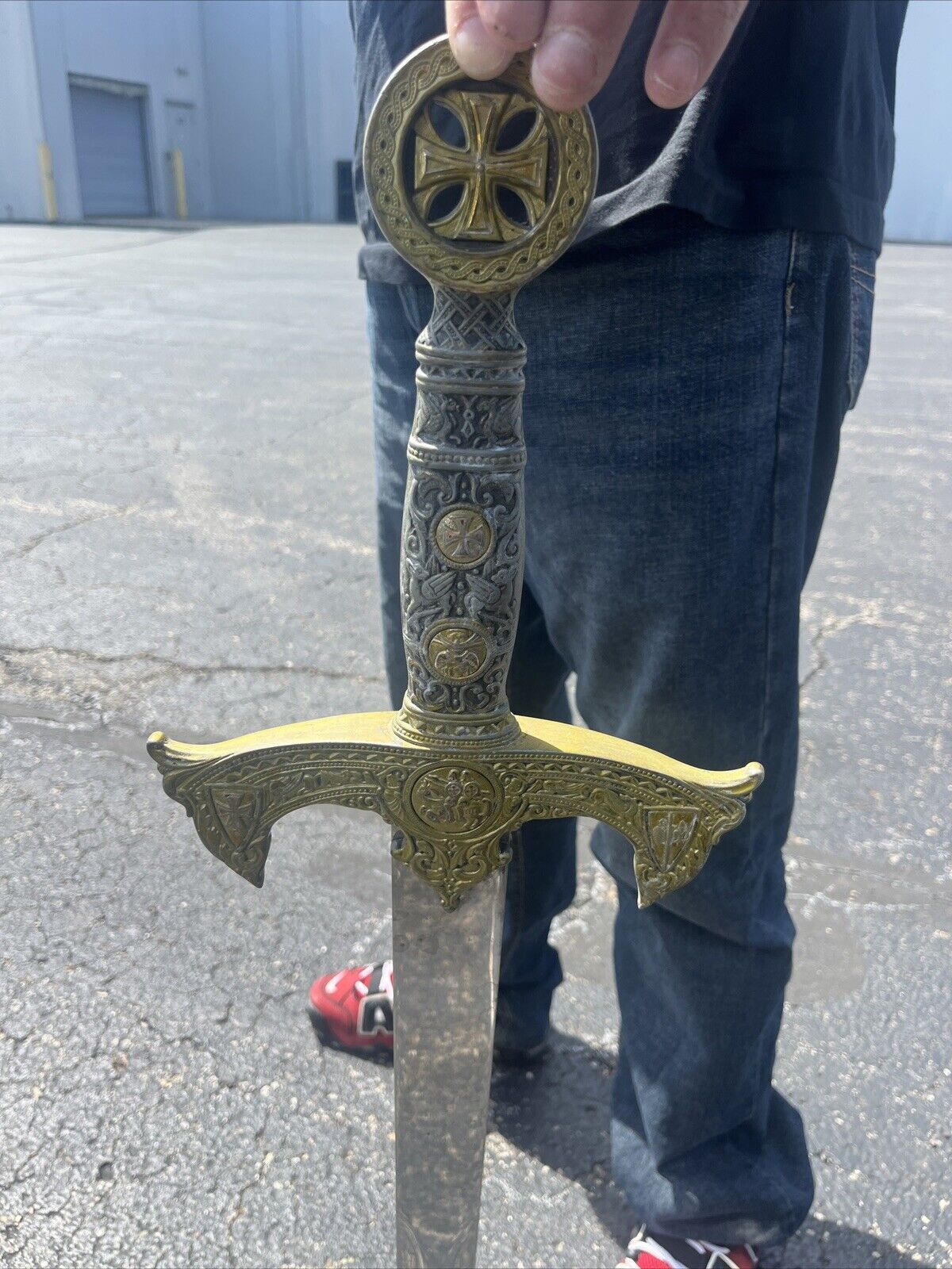 Vintage Hand Made Templar Knight Ceremonial Longsword Ornate, Full-Length Blade