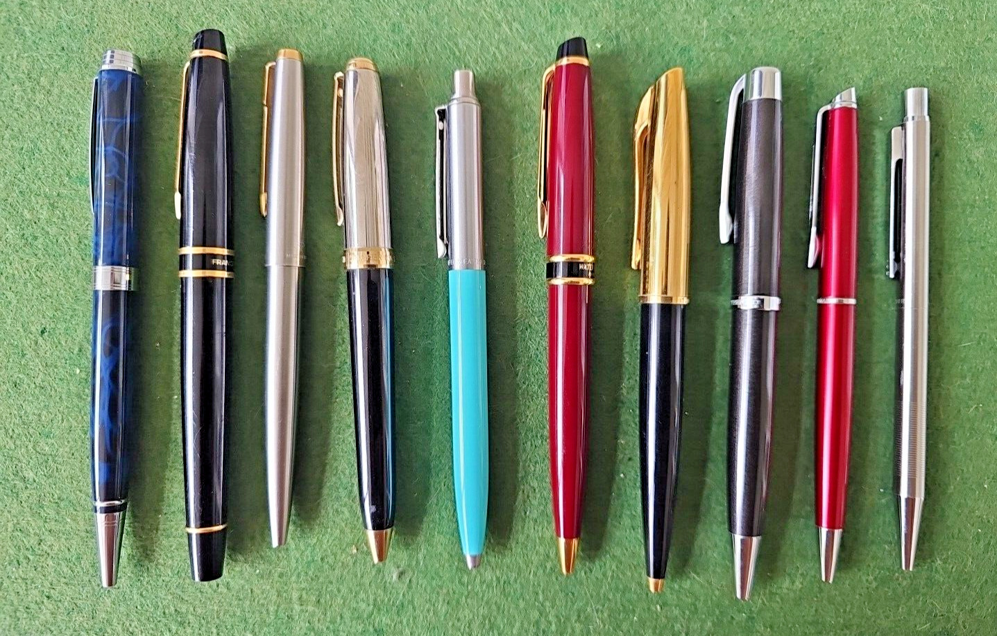 Nice Lot Of 10 Quality Ballpoint Pens. Waterman, Parker, Sheaffer, Etc 