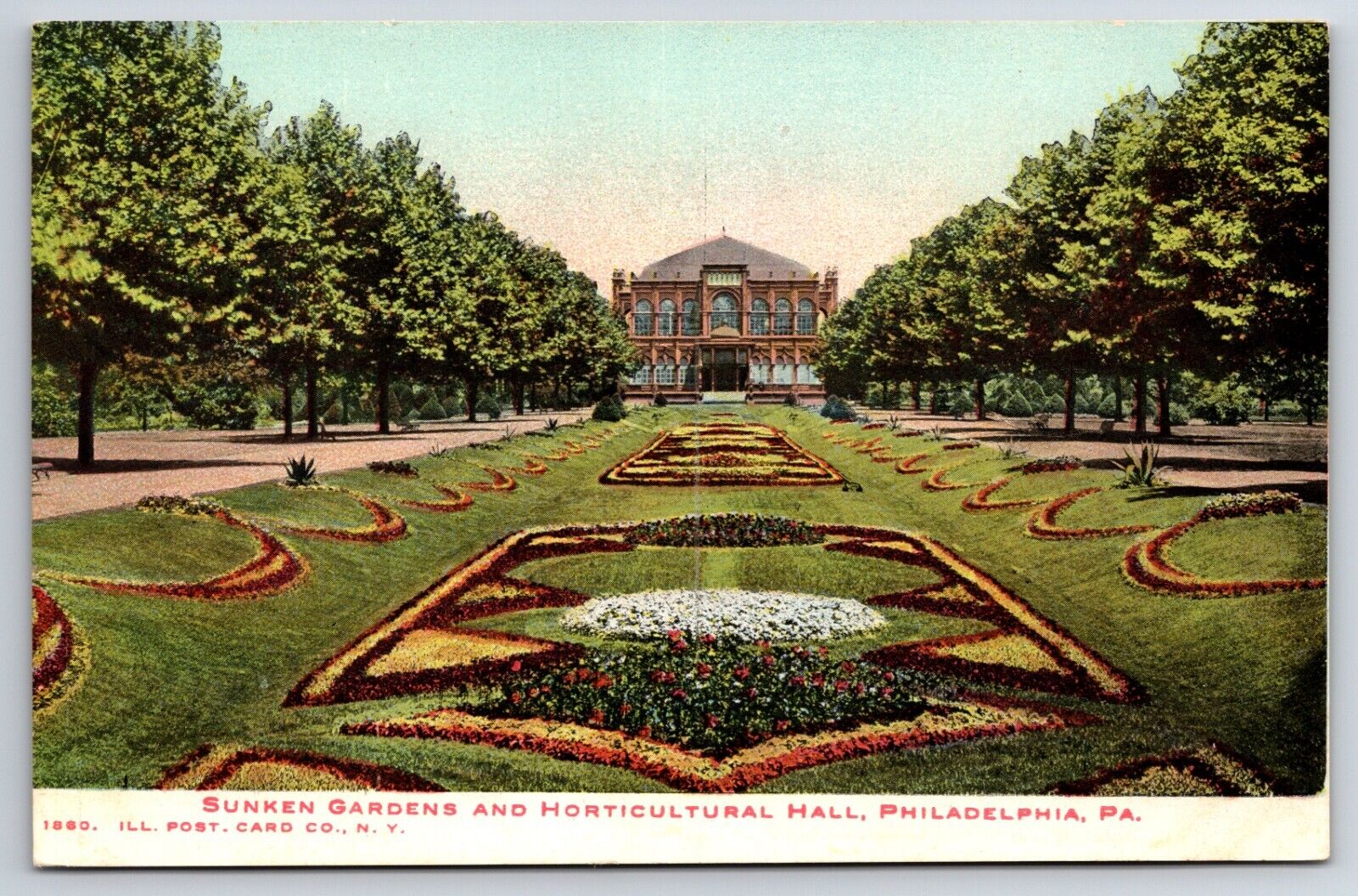 Sunken Gardens Horticultural Hall Philadelphia Pennsylvania c1900\'s Postcard
