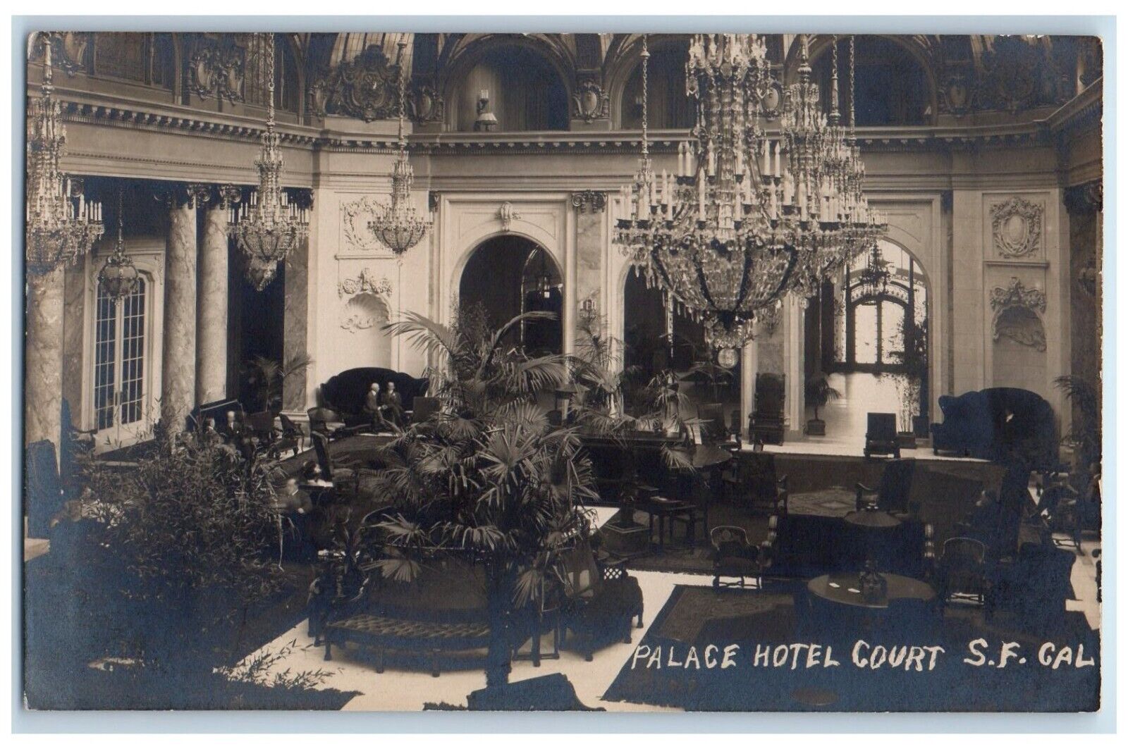 c1910\'s Palace Hotel Interior Chandelier San Francisco CA RPPC Photo Postcard