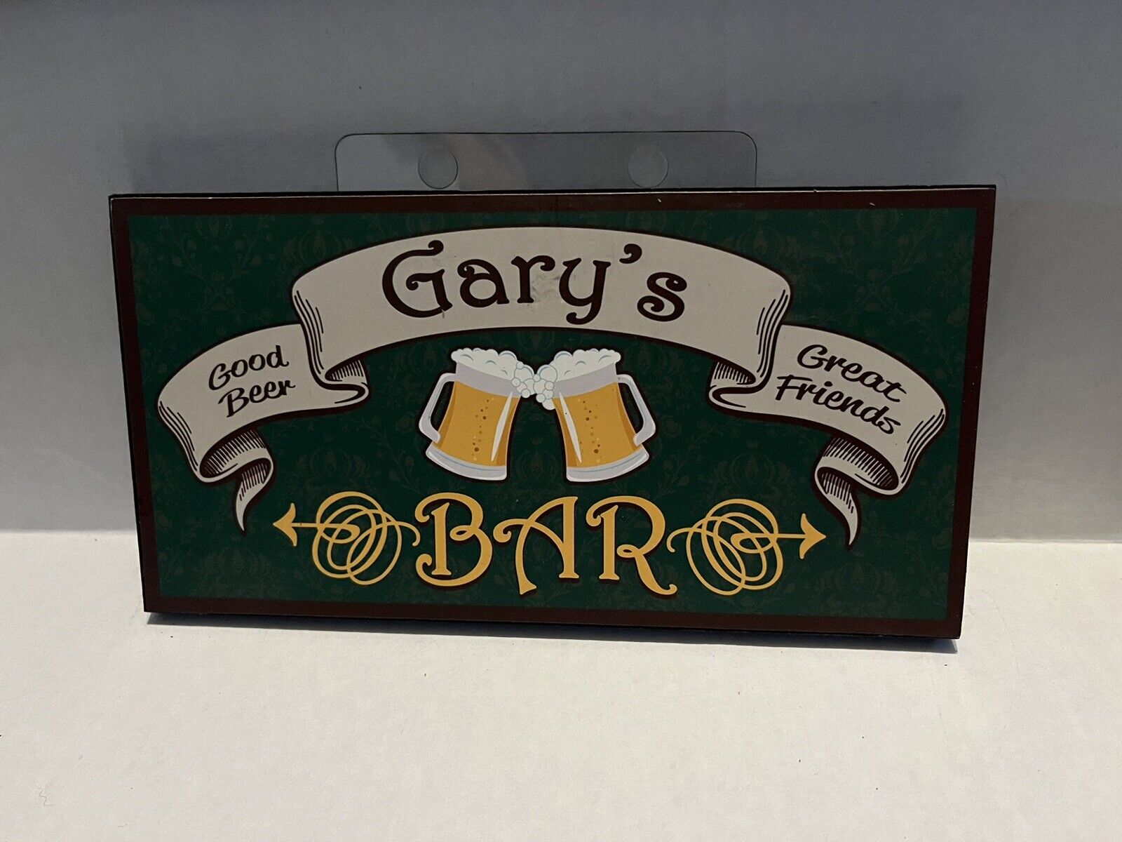 New Gary\'s Bar Good Beer Great Friends wood sign plaque 7.75 X 4