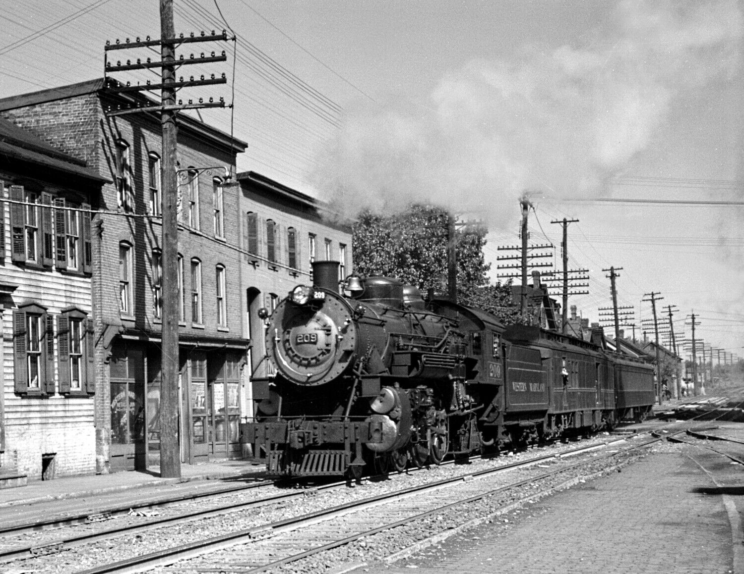1937 Train arriving in Hagerstown, MD Vintage Photograph 8.5\