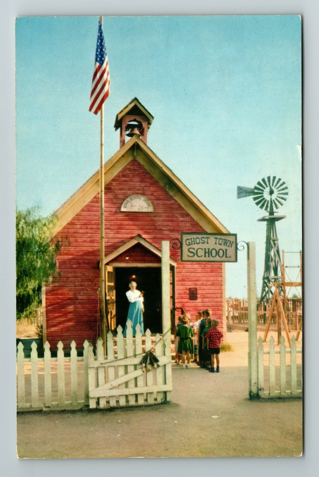 Ghost Town CA-California, The Little Red School House, Vintage Postcard