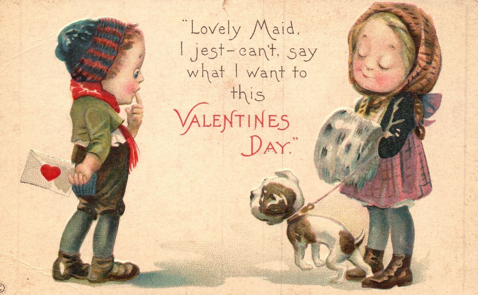 Vintage Postcard Lovely Maid Said I Just Can\'t Say What I Want To This Valentine
