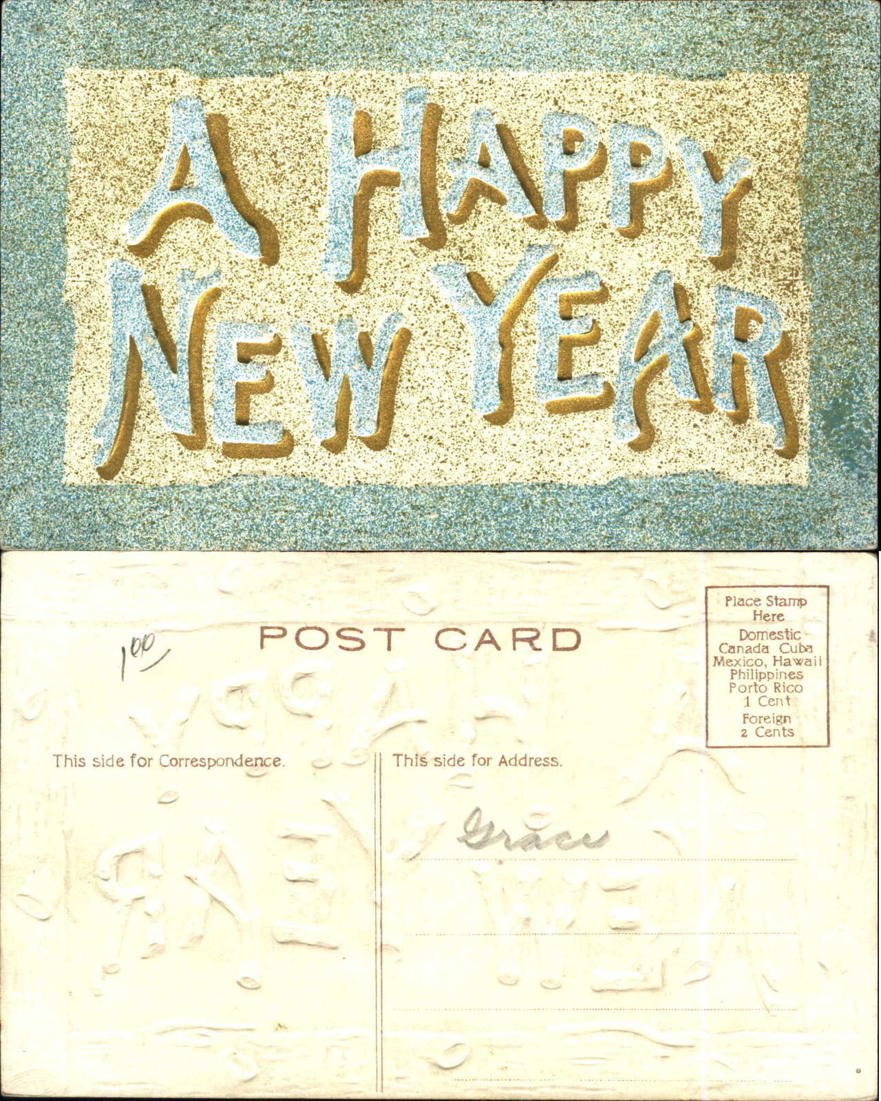 New Year postcard ~ large letter Happy New Year
