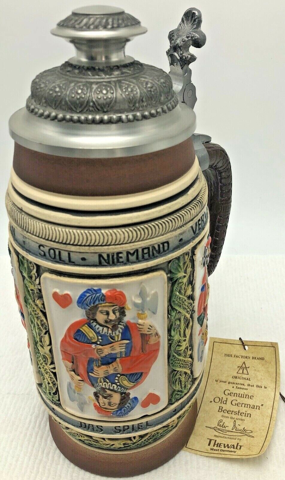 Vintage Thewalt Peter Dumler Beer Stein Relief Playing Cards Limited Edition