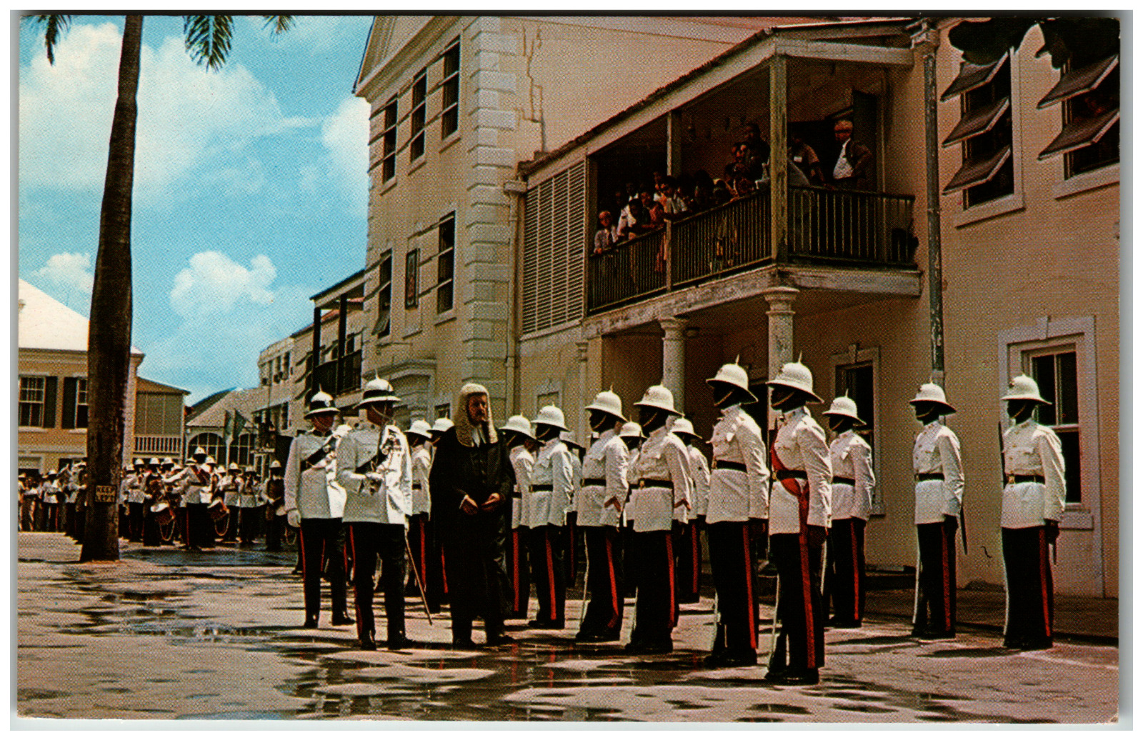Postcard Chief Justice of Bahamas Inspecting the Guard Nassau, Bahamas