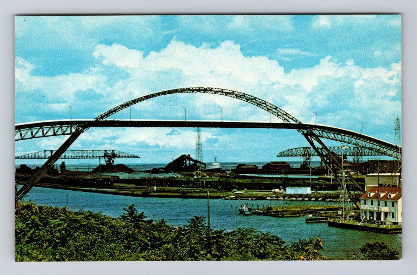 Ashtabula OH-Ohio, Ashtabula Harbor, Lake Erie Harbor, Vintage Souvenir Postcard