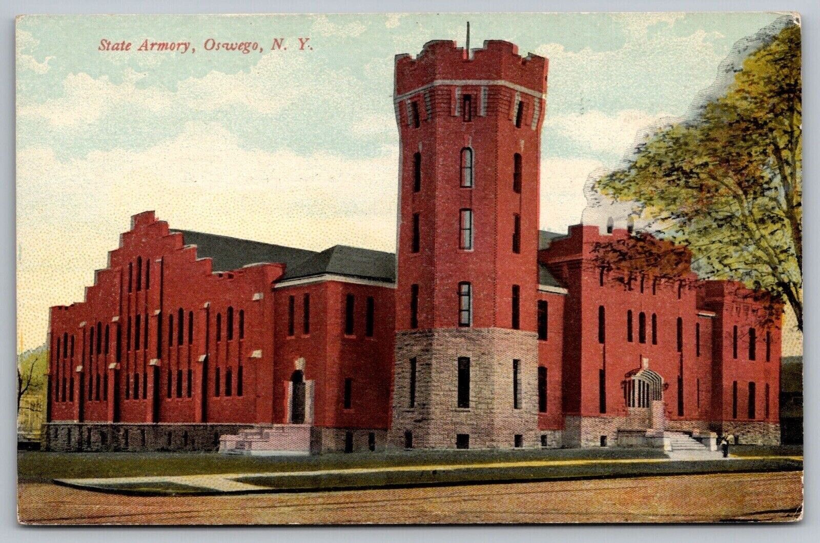 State Armory Oswego New York Street View US Military Government VNG UNP Postcard