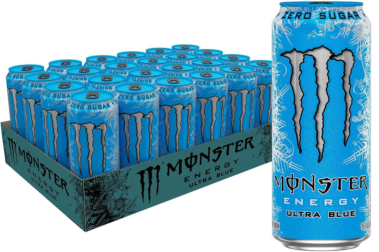 Monster Energy Ultra Blue, Sugar Free Energy Drink, 16 Ounce (Pack of 24)