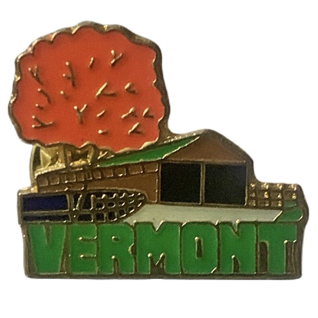 Vintage Vermont Covered Bridge Scenic Travel Souvenir Pin