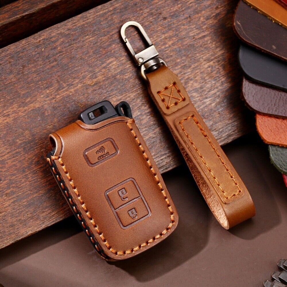 Leather Smart Car Key Cover Case Fob Holder for Toyota 4 Runner Tundra Tacoma