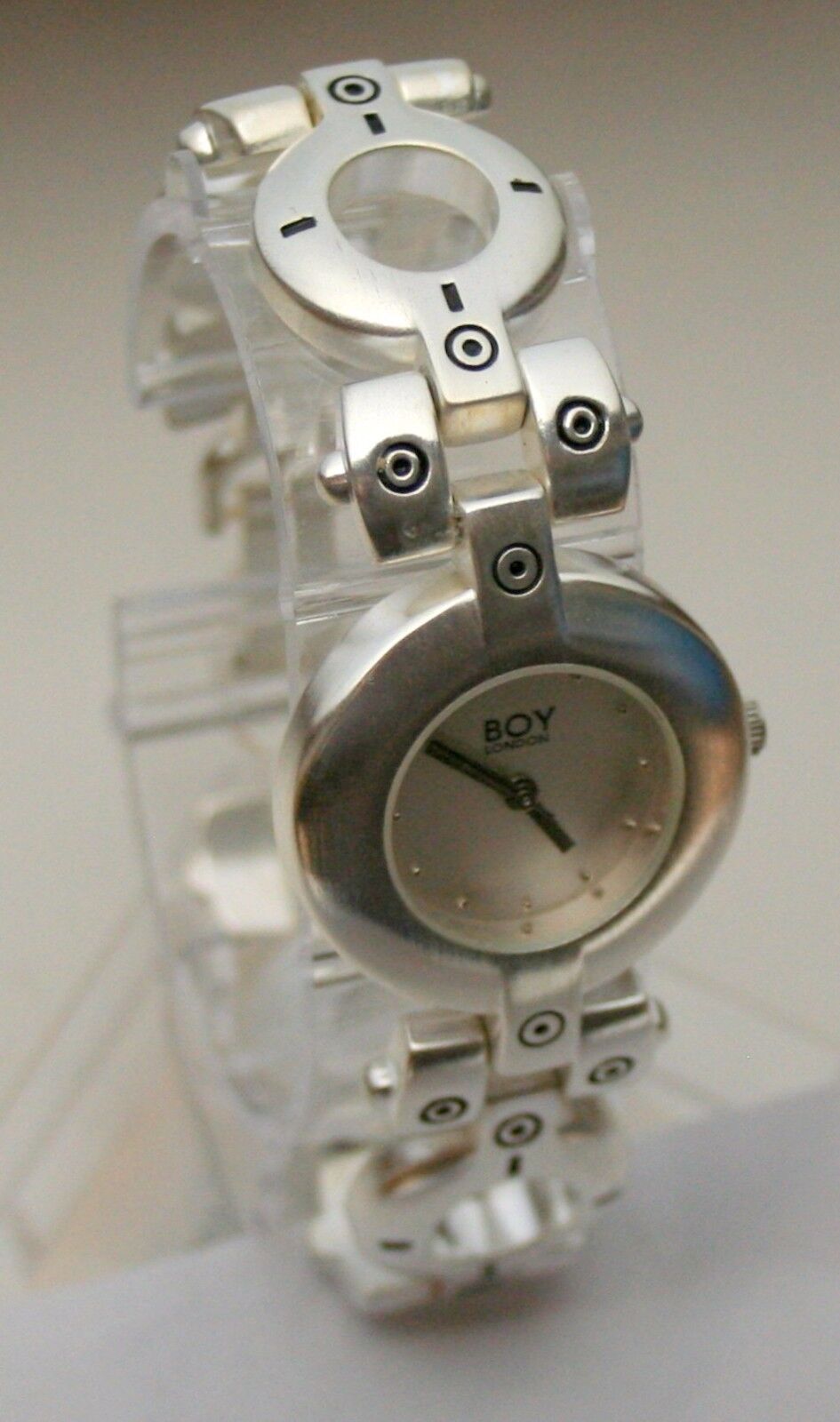 Rare Women\'s Boy London Chunky Metal Designer Bracelet Watch New NOS 1990s