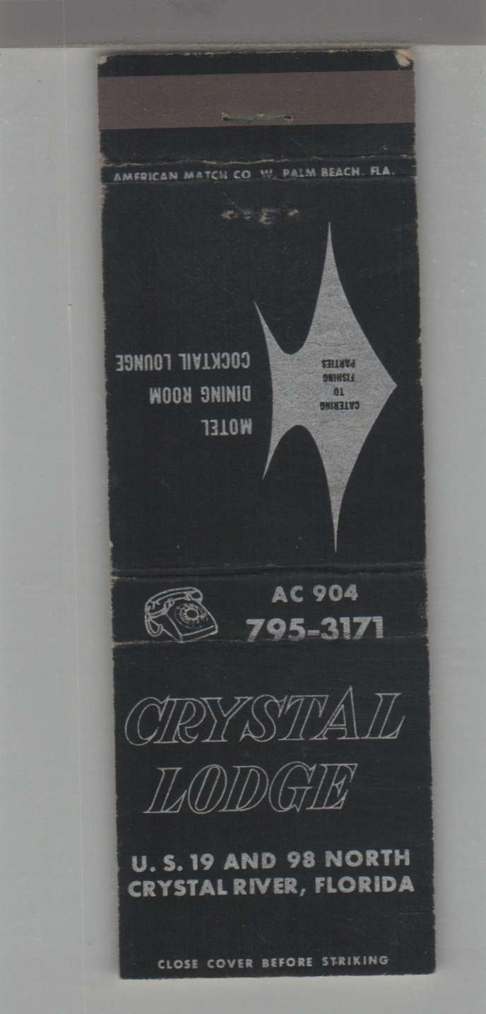 Matchbook Cover Crystal Lodge Crystal River, FL