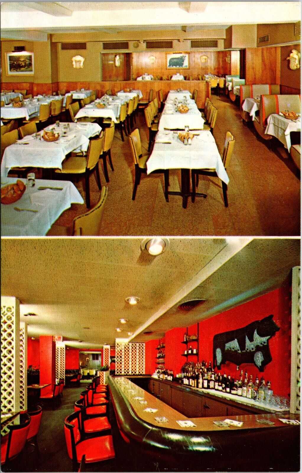 New York,NY Black Angus Restaurant Bill Bard Associates Chrome Postcard Vintage