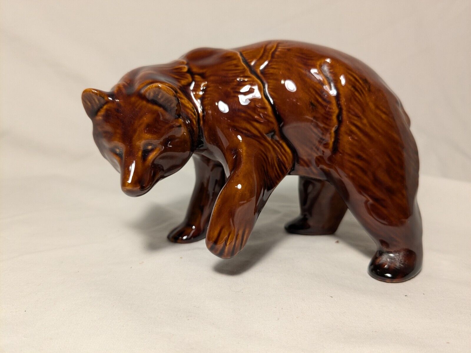 Vintage Ceramic Grizzly Bear Handmade Glass 3.5\