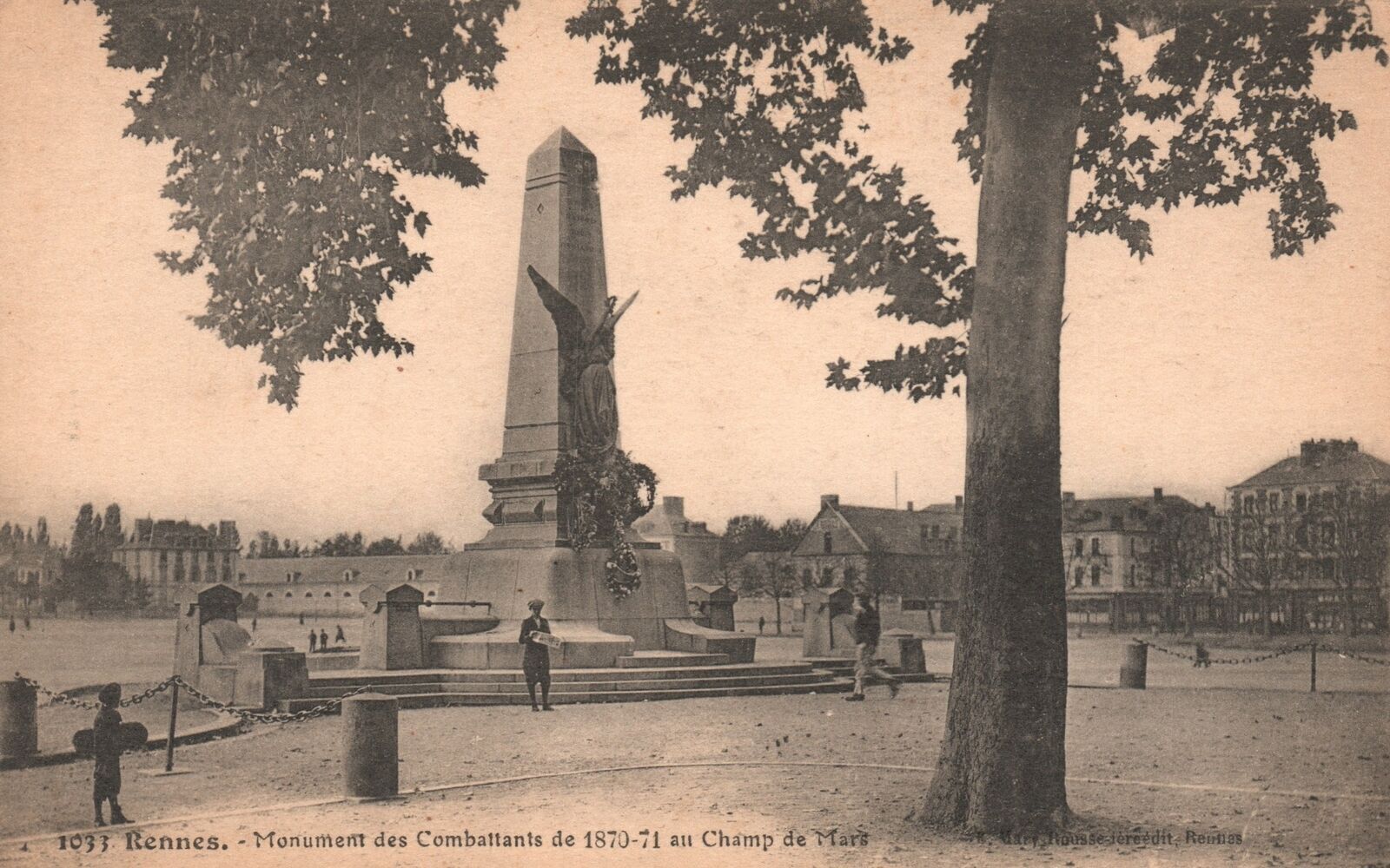 Vintage Postcard Monument Des Combattants 1870-71 An Champ De Mars Rennes France