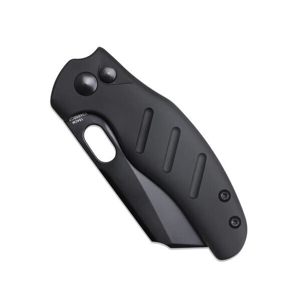 Kizer C01c Mini Button Lock Thumb Hole Folding Knife Black Alum Handle V3488BC2