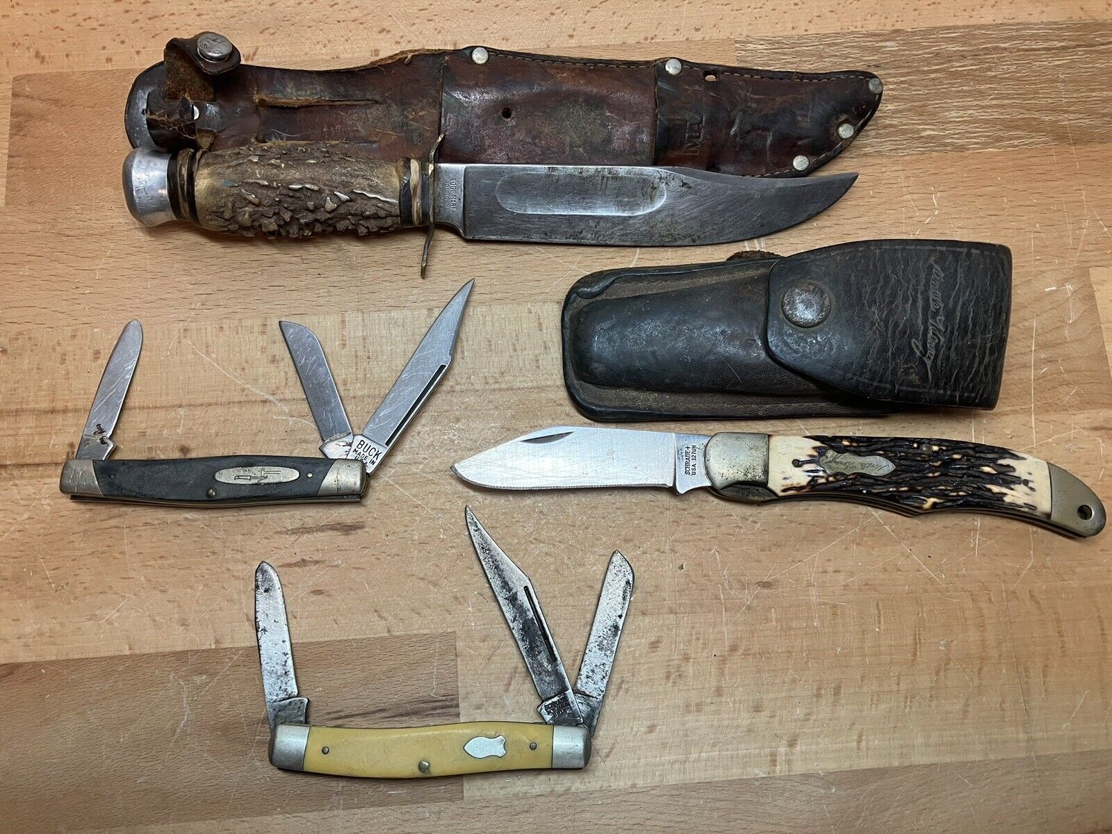 Vintage Pocket Knife Lot, Schrade USA,  Schrade NY USA, Edge Mark Soligen, Buck 