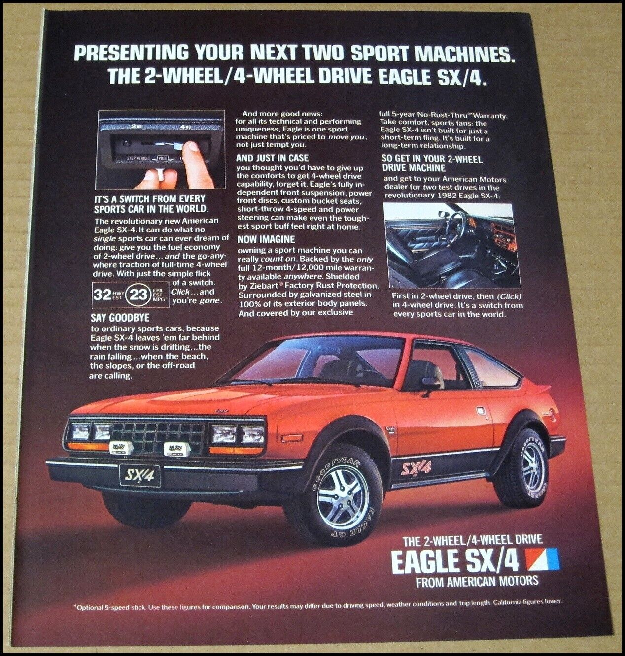 1982 AMC Eagle SX-4 Print Ad 1981 Car Advertisement Vintage American Motors Corp