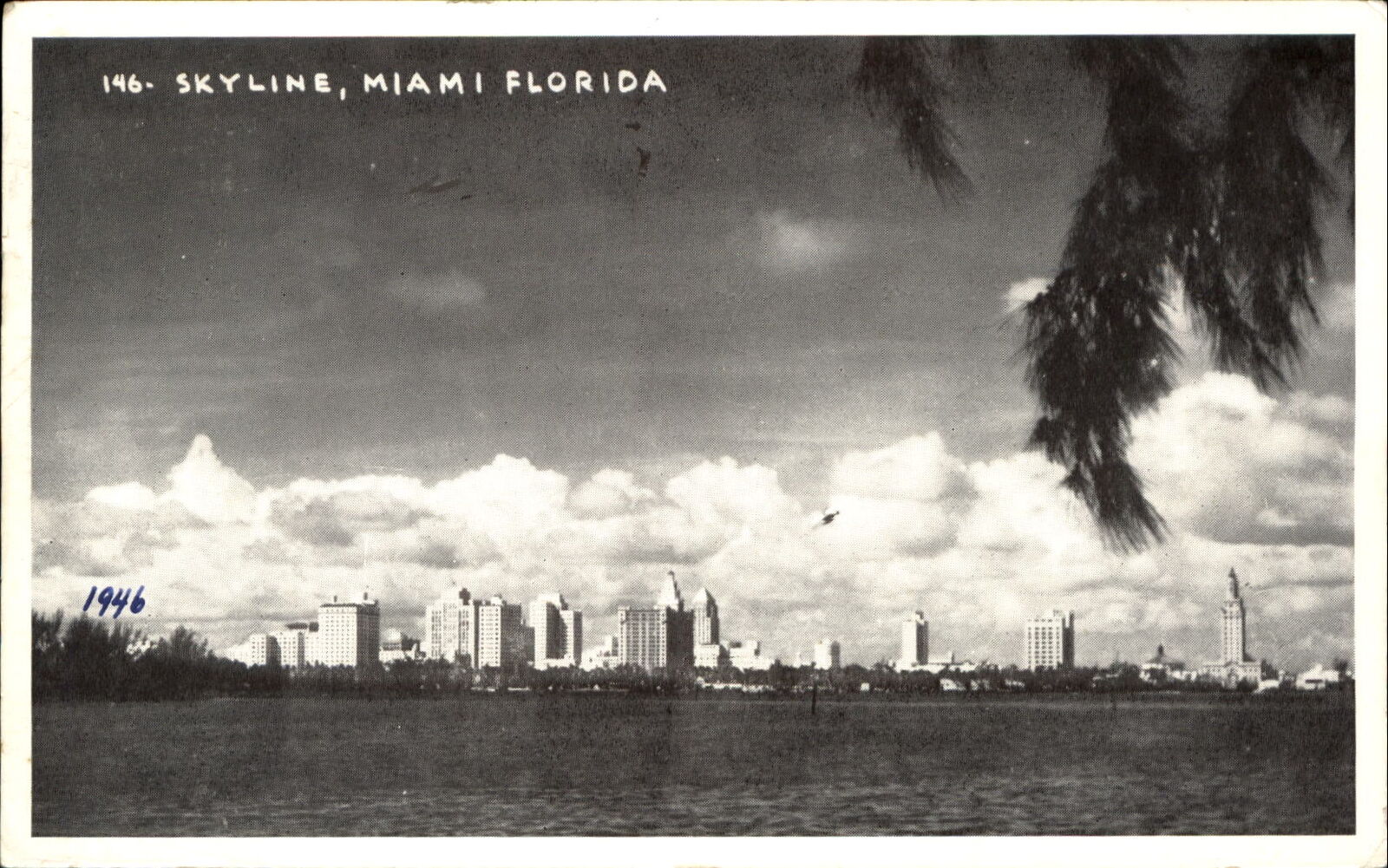 Skyline Miami Florida FL ~ printed photo mailed 1946