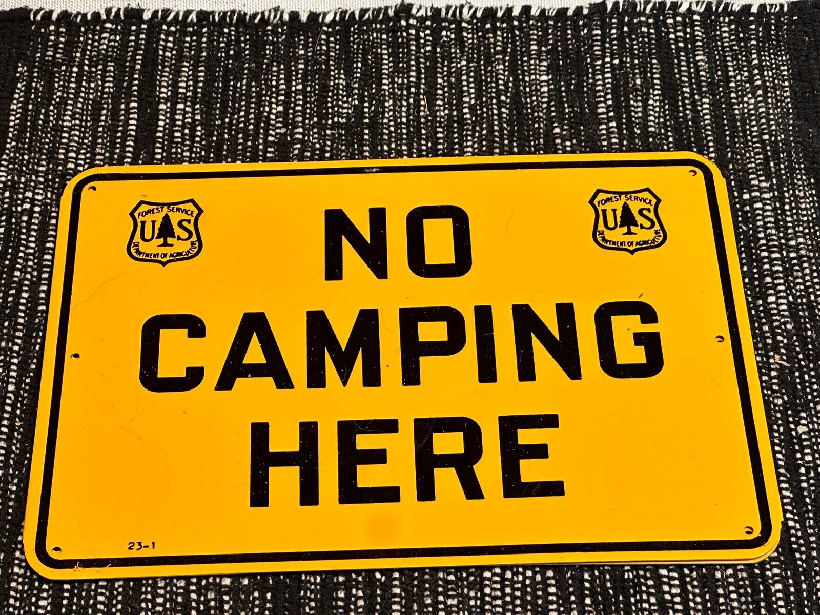 Vintage USFS US Forest Forestry Service ”NO CAMPING HERE” Metal Sign