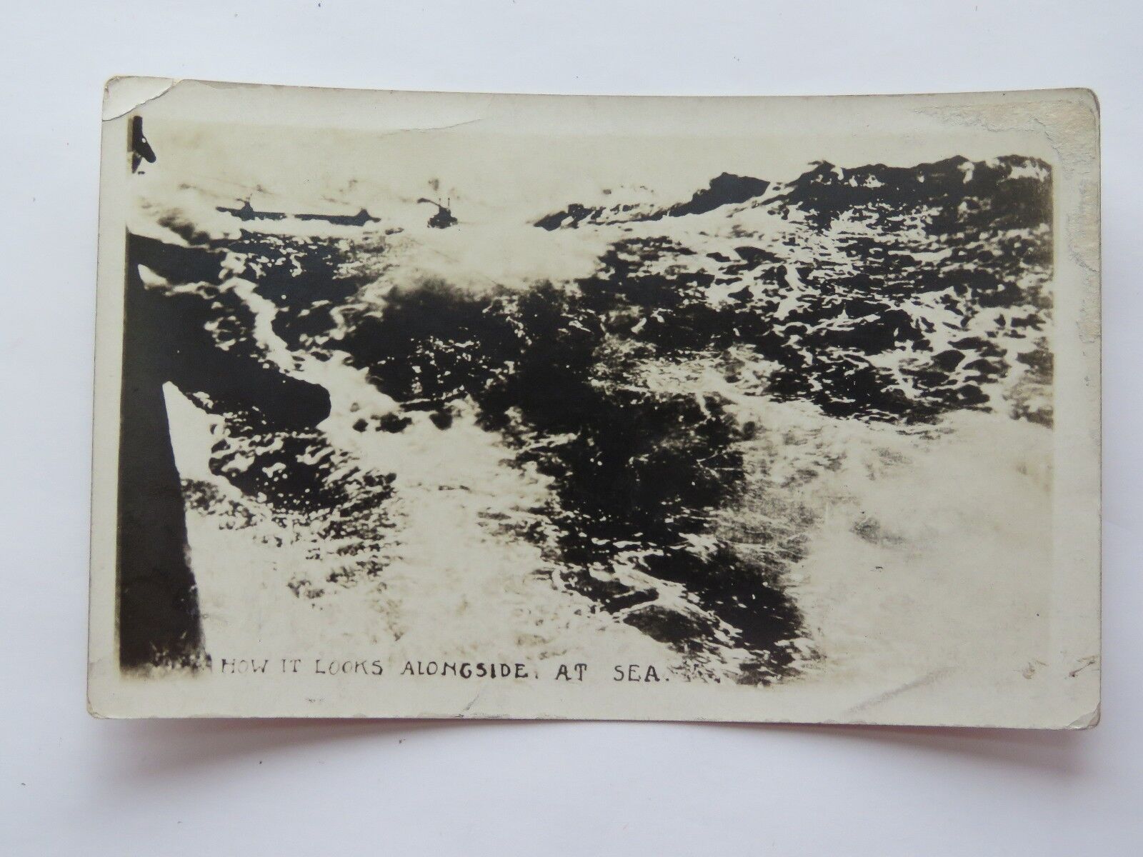 WWI Antique Postcard Out To Sea Rough Waves Vintage Old WW1 World War One #4414