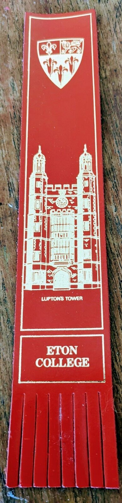 Eton College 🎩 Berkshire Red Leather Bookmark EXCELLENT FRONT B134