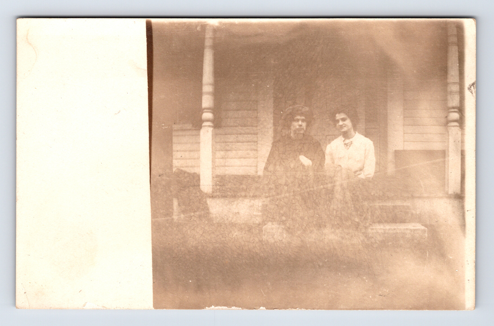 c1904-1918 RPPC Postcard Two Women Posing on Residential Porch