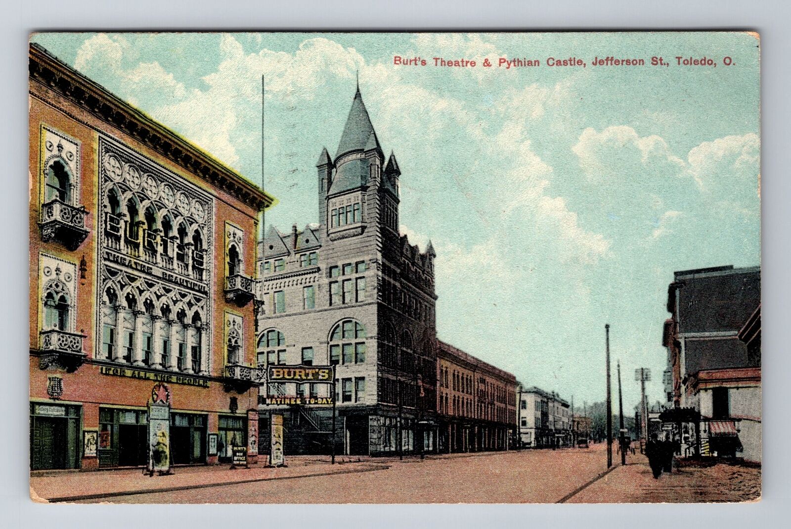 Toledo OH-Ohio, Burt\'s Theatre, Pythian Castle, Vintage c1910 Postcard
