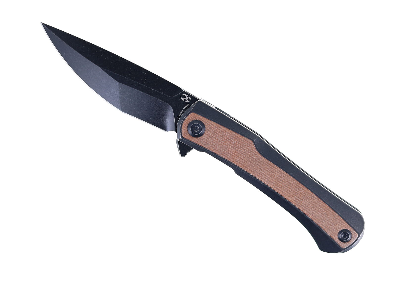 Kansept Kratos Folding Knife Ti/Brown Micarta Handle S35VN Plain Black K1024A8
