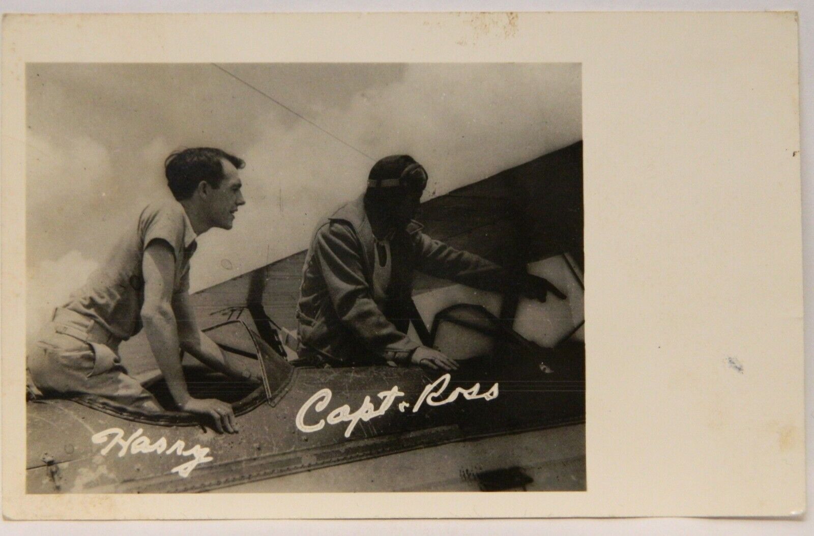 Captain Ross Plane Pilot WWI Pilot? RPPC 1936 with Harry Postcard
