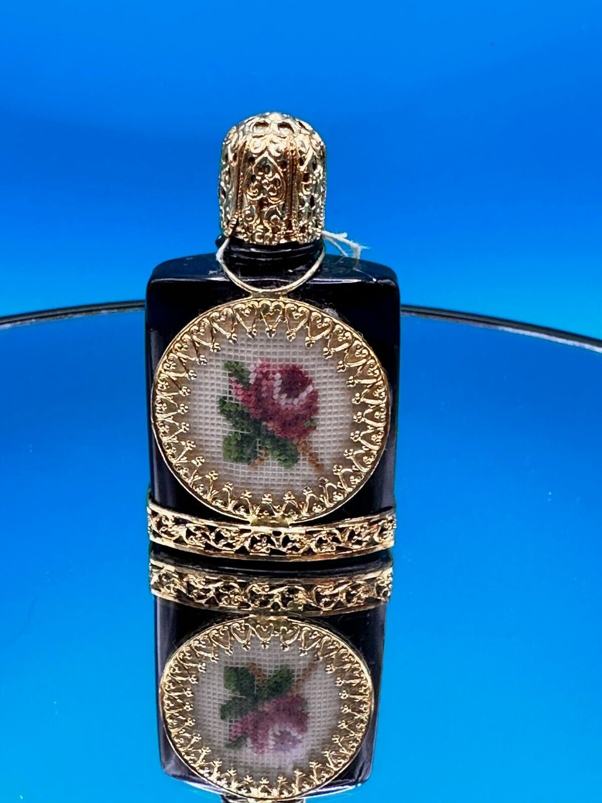 Vtg Mini Perfume Bottle Peti Rose Point Handcrafted Tompadaue Austria w tag