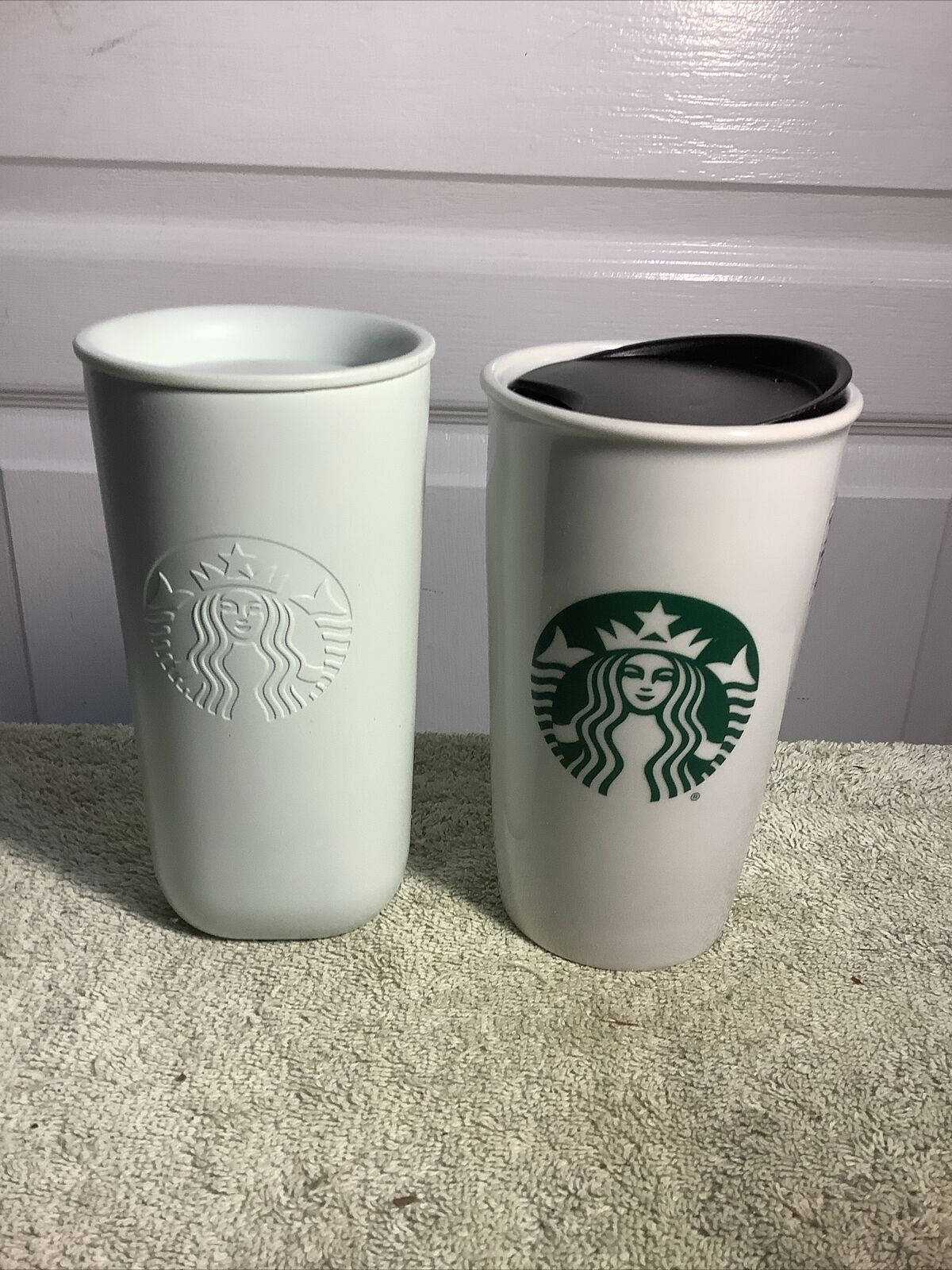 Lot Of 2 Starbucks 12oz Ceramic & Recycled Stainless Travel Cups Mermaid Siren