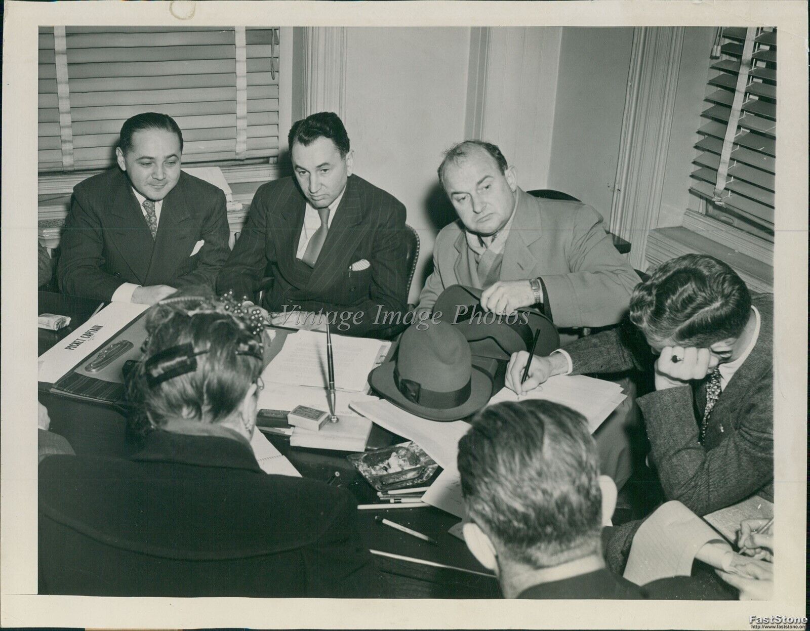 1946 Mills Selly Quill New York City Western Union Strike Leaders Wirephoto 7X9