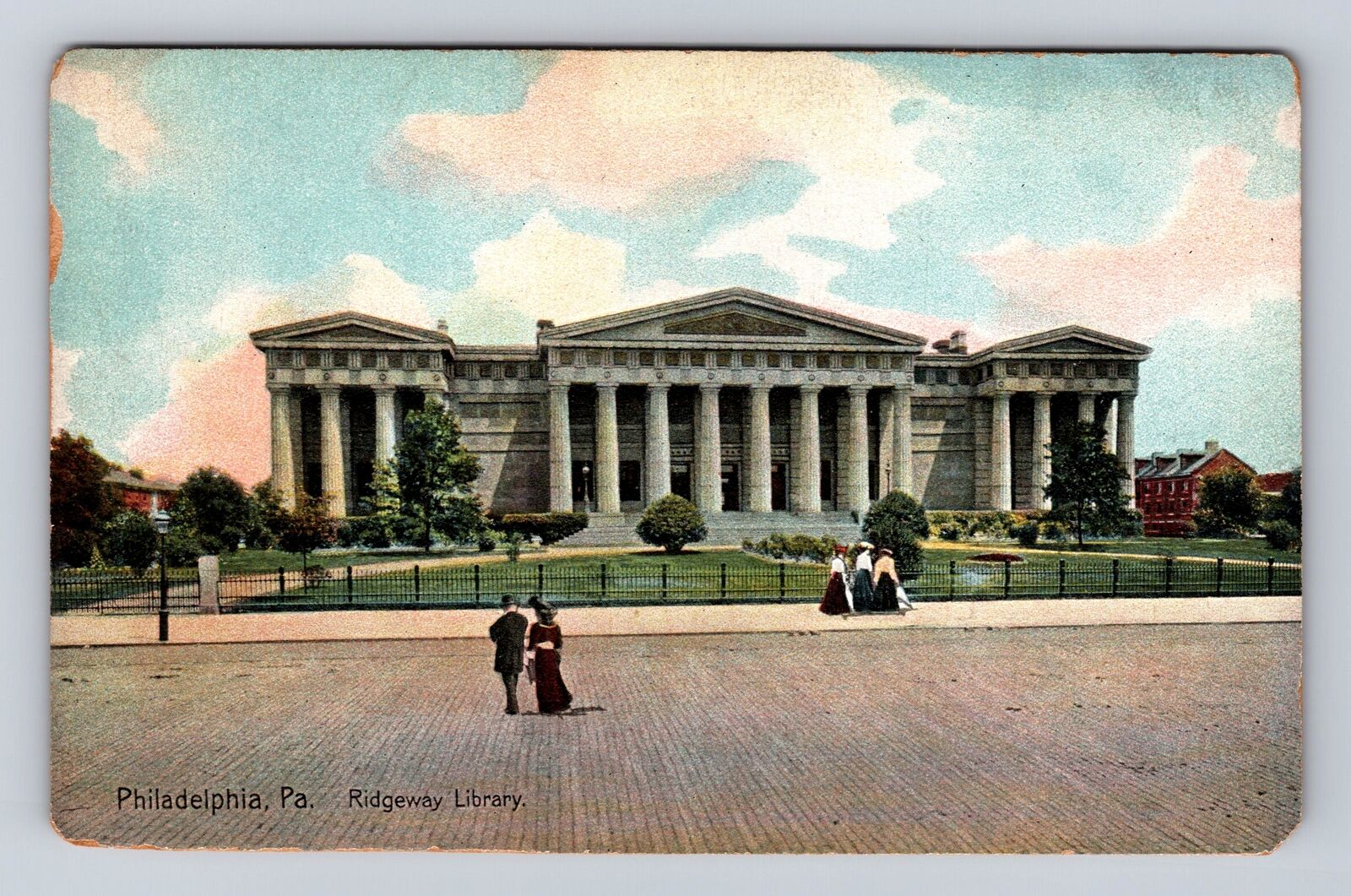Philadelphia PA-Pennsylvania, Ridgeway Library, Antique Vintage Postcard