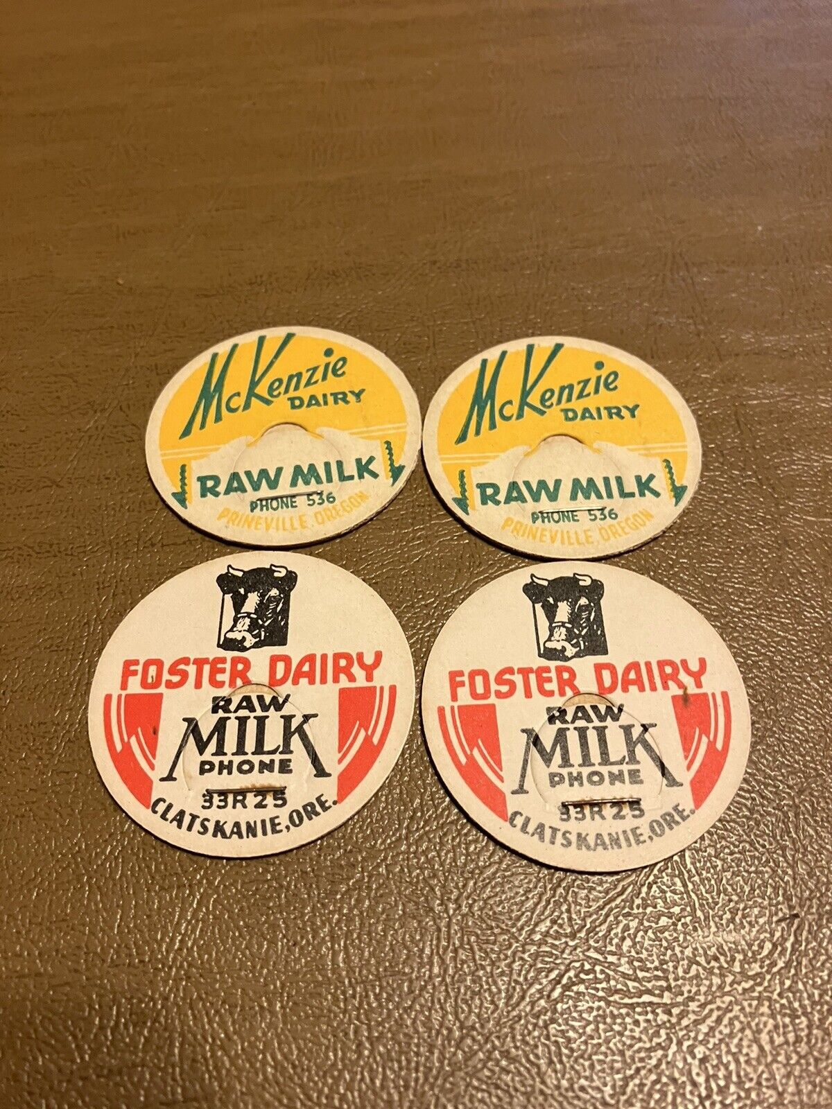 Lot of 4 Oregon Milk Caps 