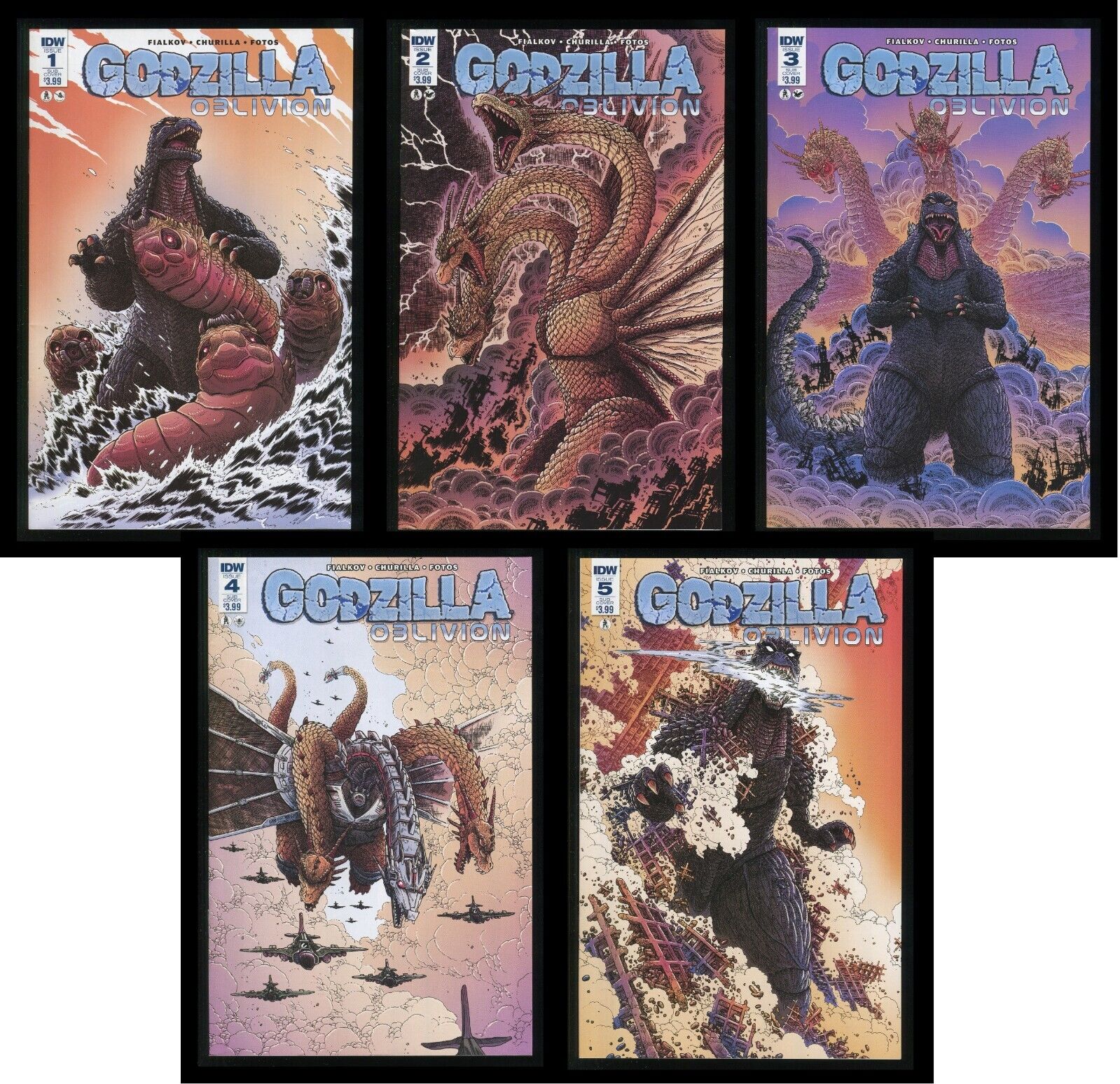 Godzilla Oblivion Variant Comic Set 1-2-3-4-5 Lot Kaiju Ghidorah Mechagodzilla