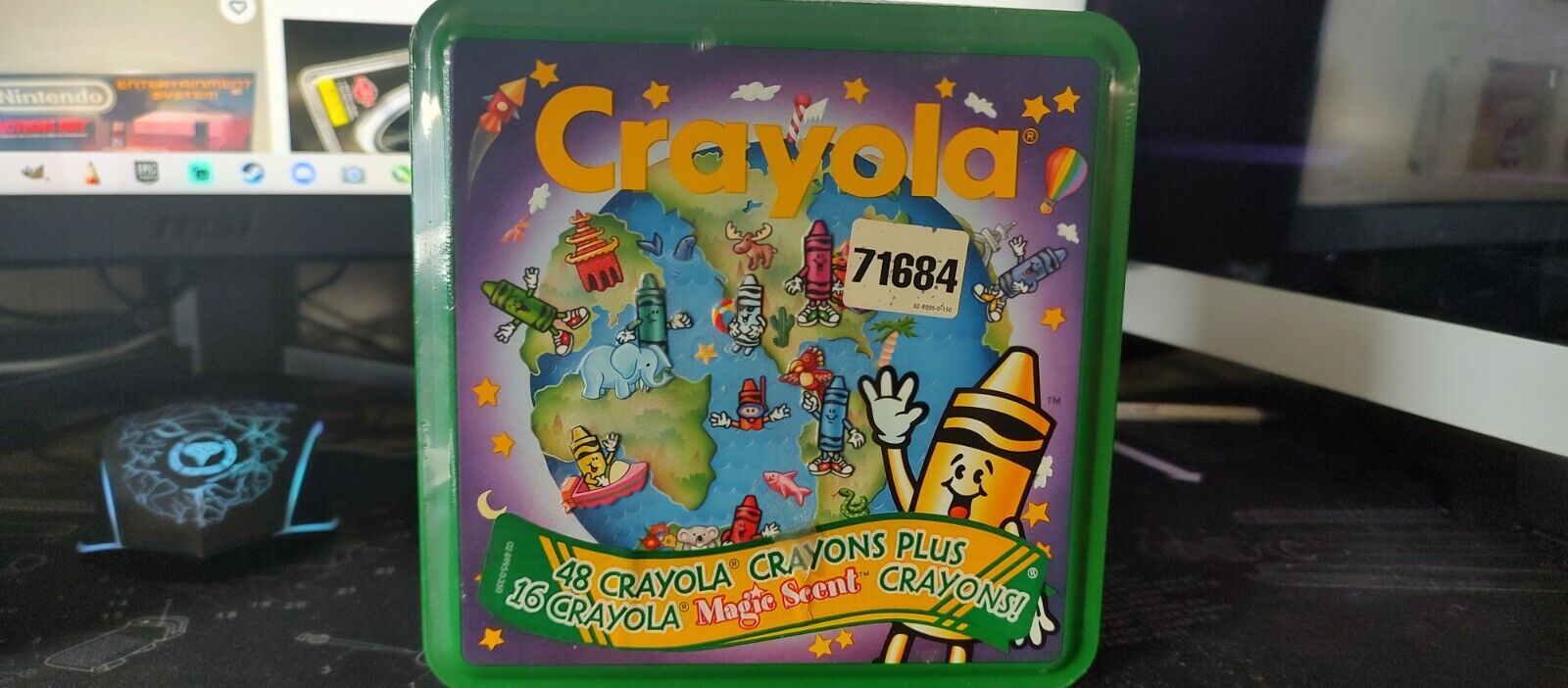 Vintage Crayola Crayons Earth Day Metal Tin Collector Box 1995