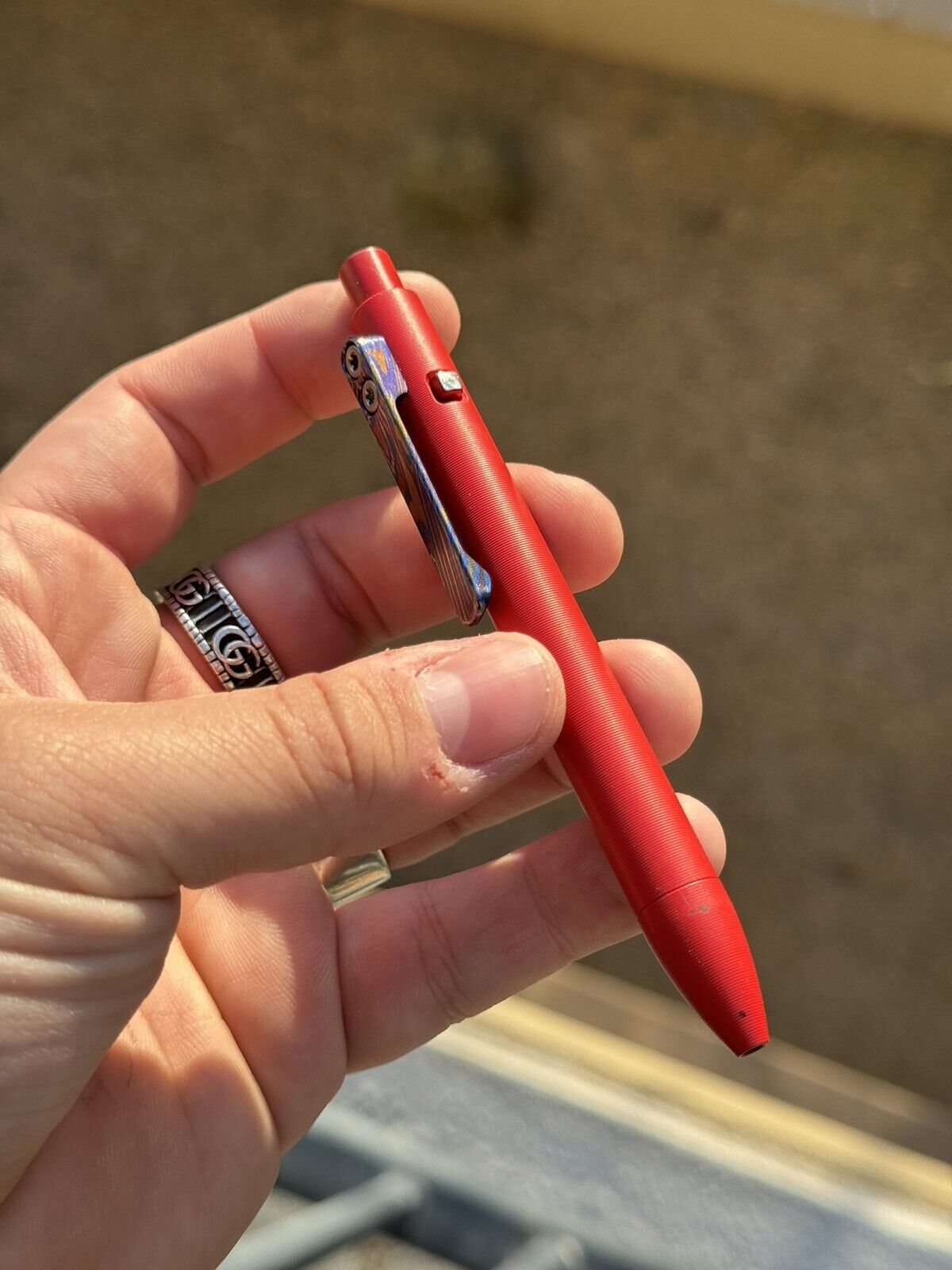 Tactile Turn Side Click Pen - Timascus Red Limited Ed - Titanium - Mini (4.6\
