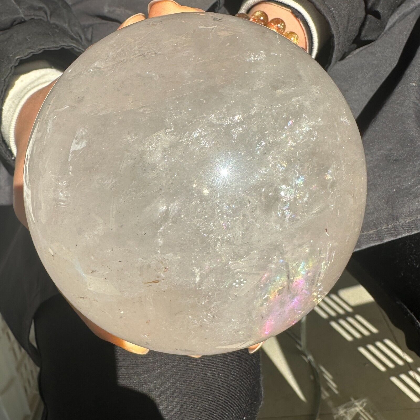 5.28LB Natural white crystal ball polished and healed 2400g