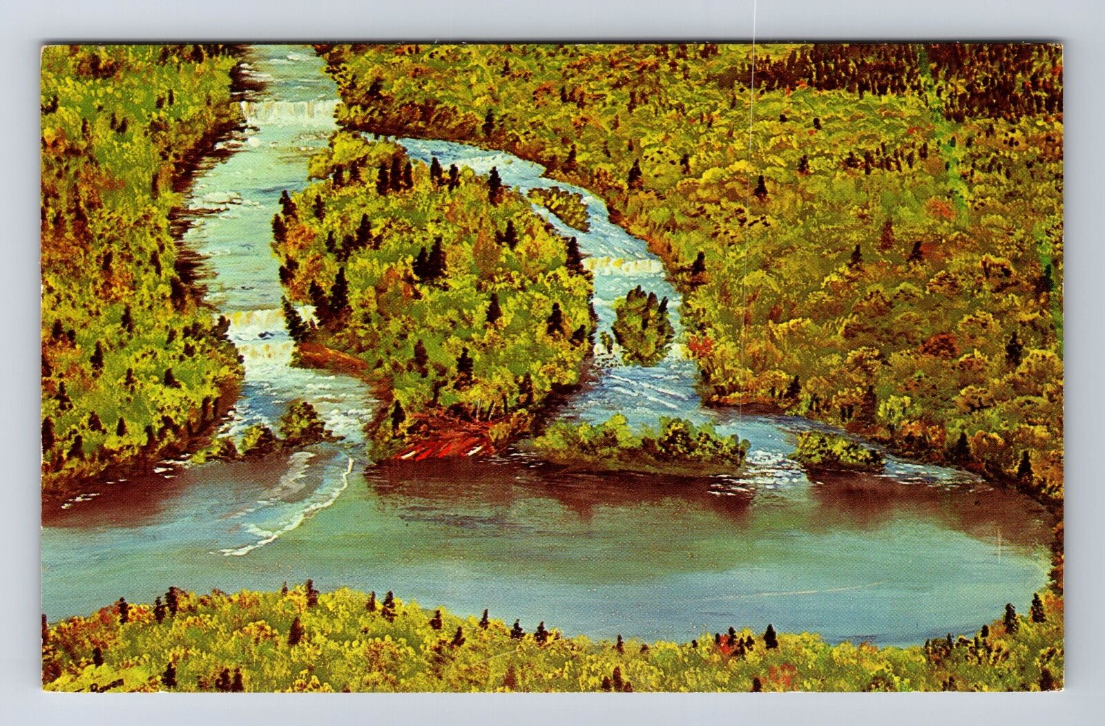 MI-Michigan, Aerial Lower Tahquamenon Falls, Antique, Vintage Postcard