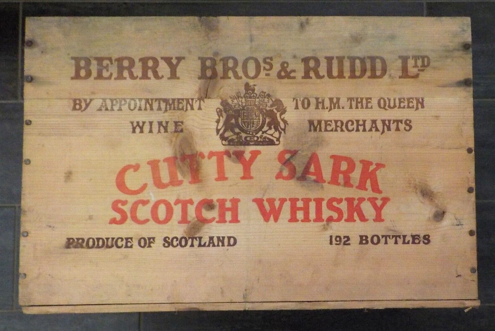 Vintage Cutty Sark Scotch Whiskey Berry Bros Wooden Box Crate 18x12