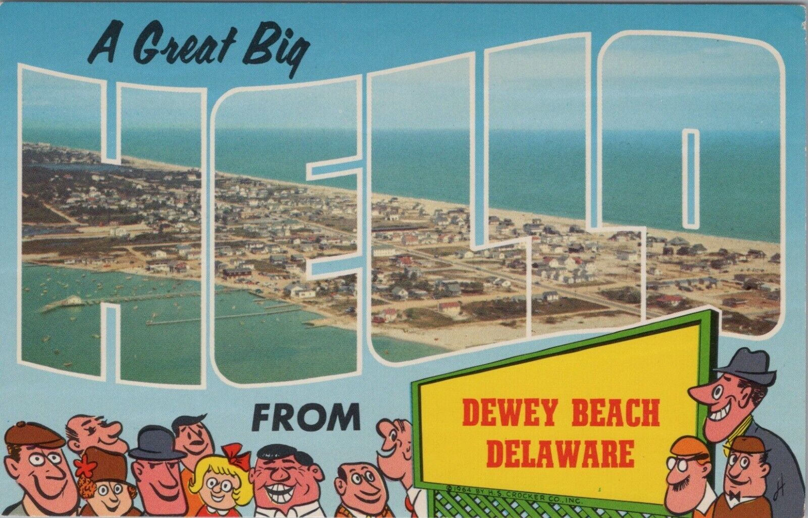 Dewey Beach Delaware A Great Big Hello Vintage Postcard