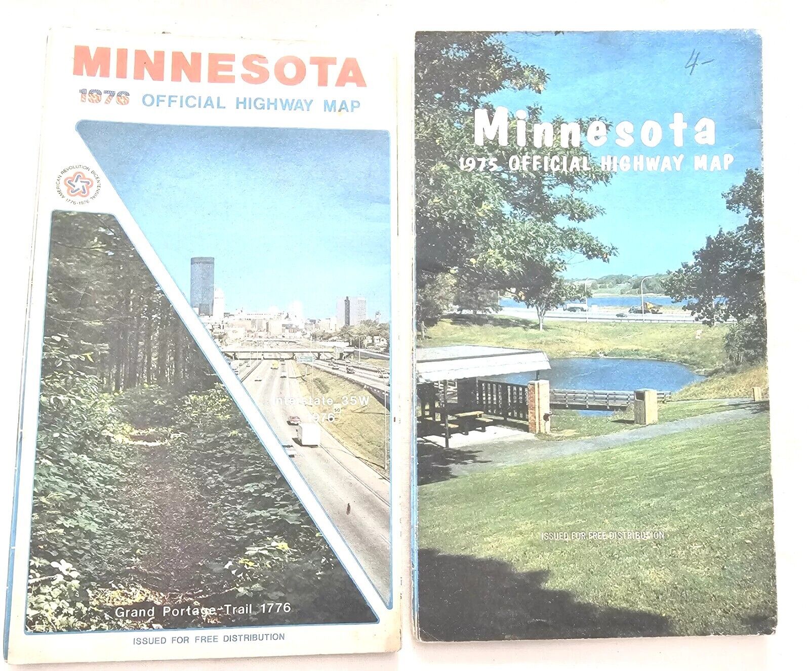 2 Vintage Minnesota Road Maps 1975 And 1976 Official State Highway Maps