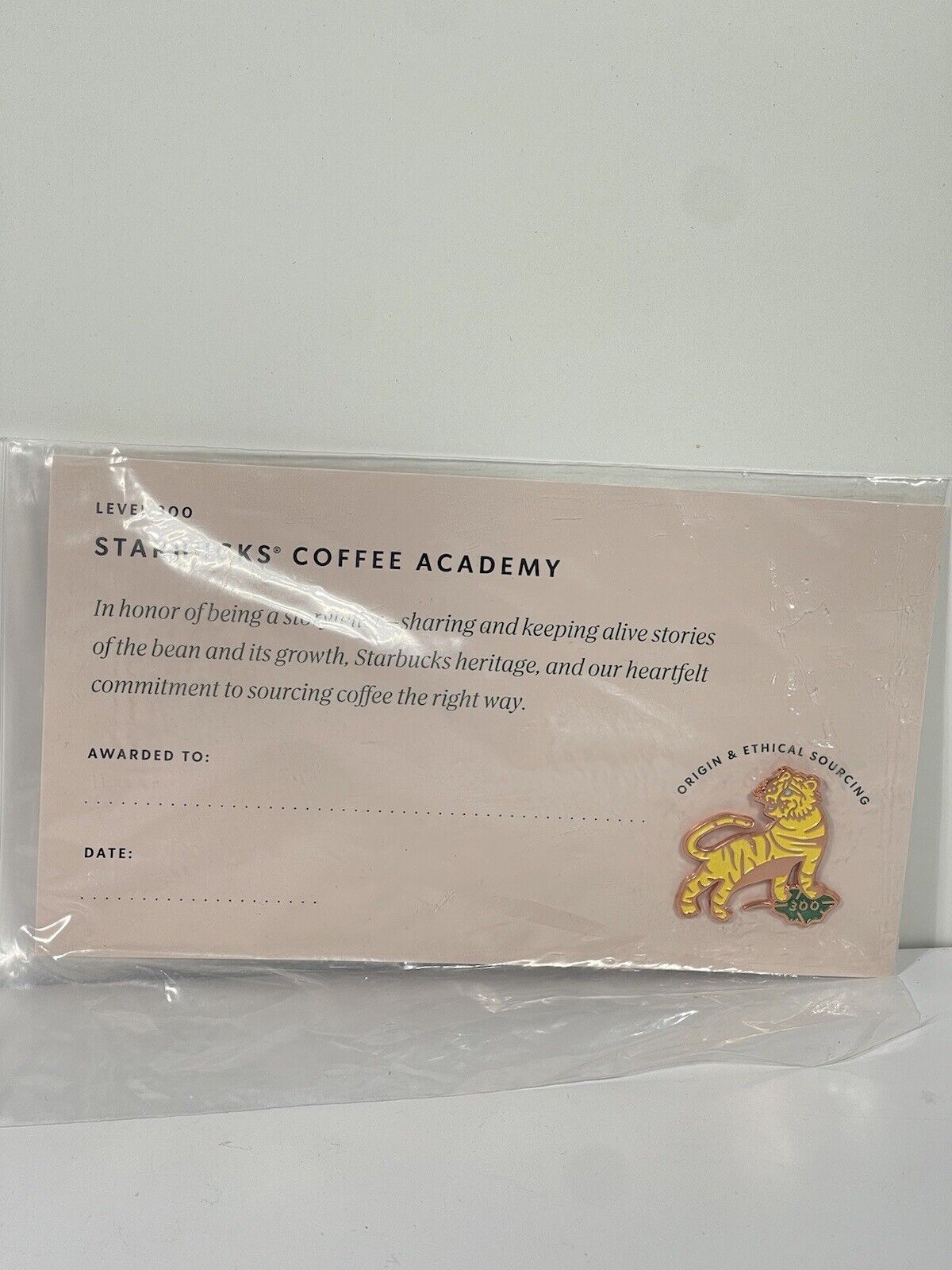 Starbucks Limited Edition LVL 300 Coffee Academy Tiger Pin Origin & Ethical 