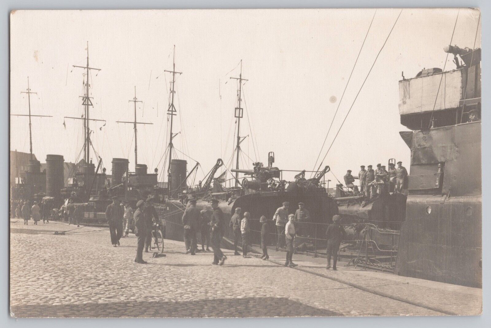 WWI RPPC Several German Imperial Navy Torpedo Boats in Port Postcard